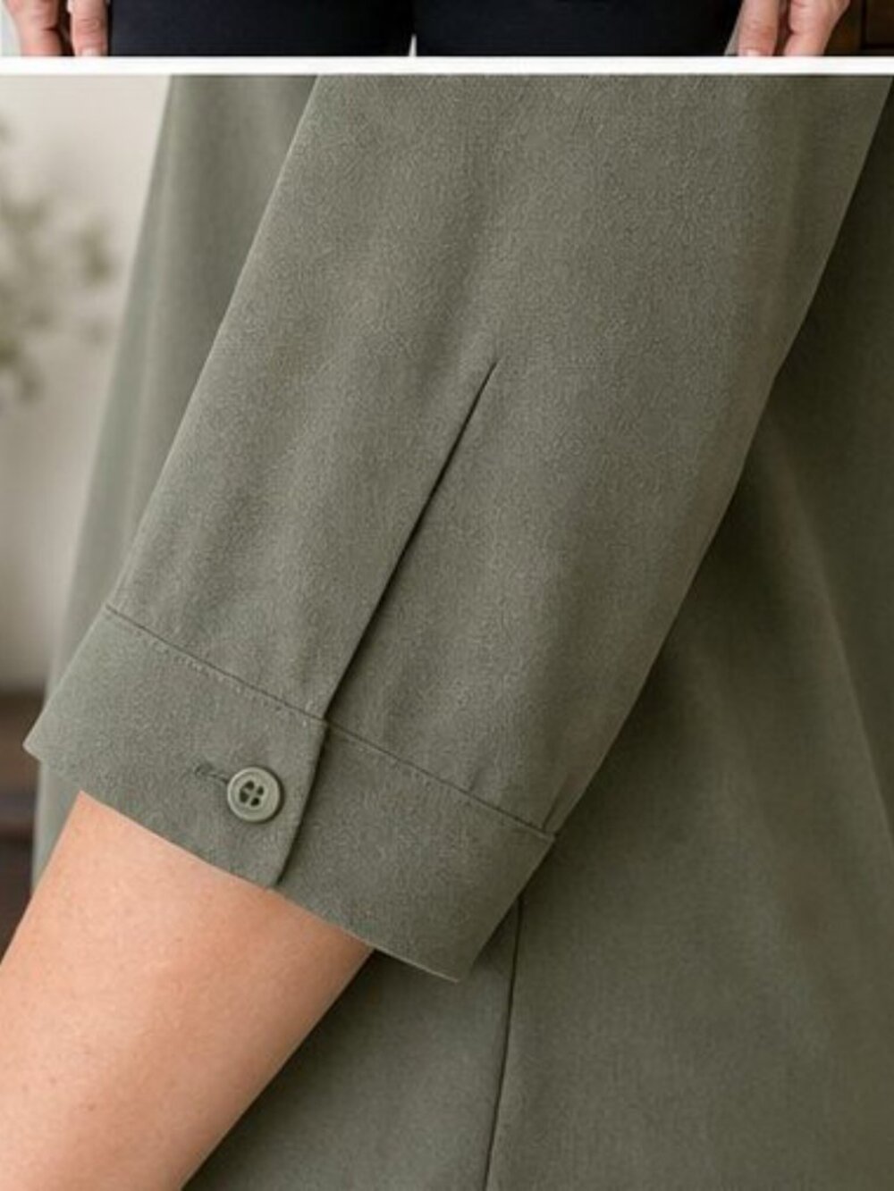 Olive Pleated Blouse - Picture 5 of 6
